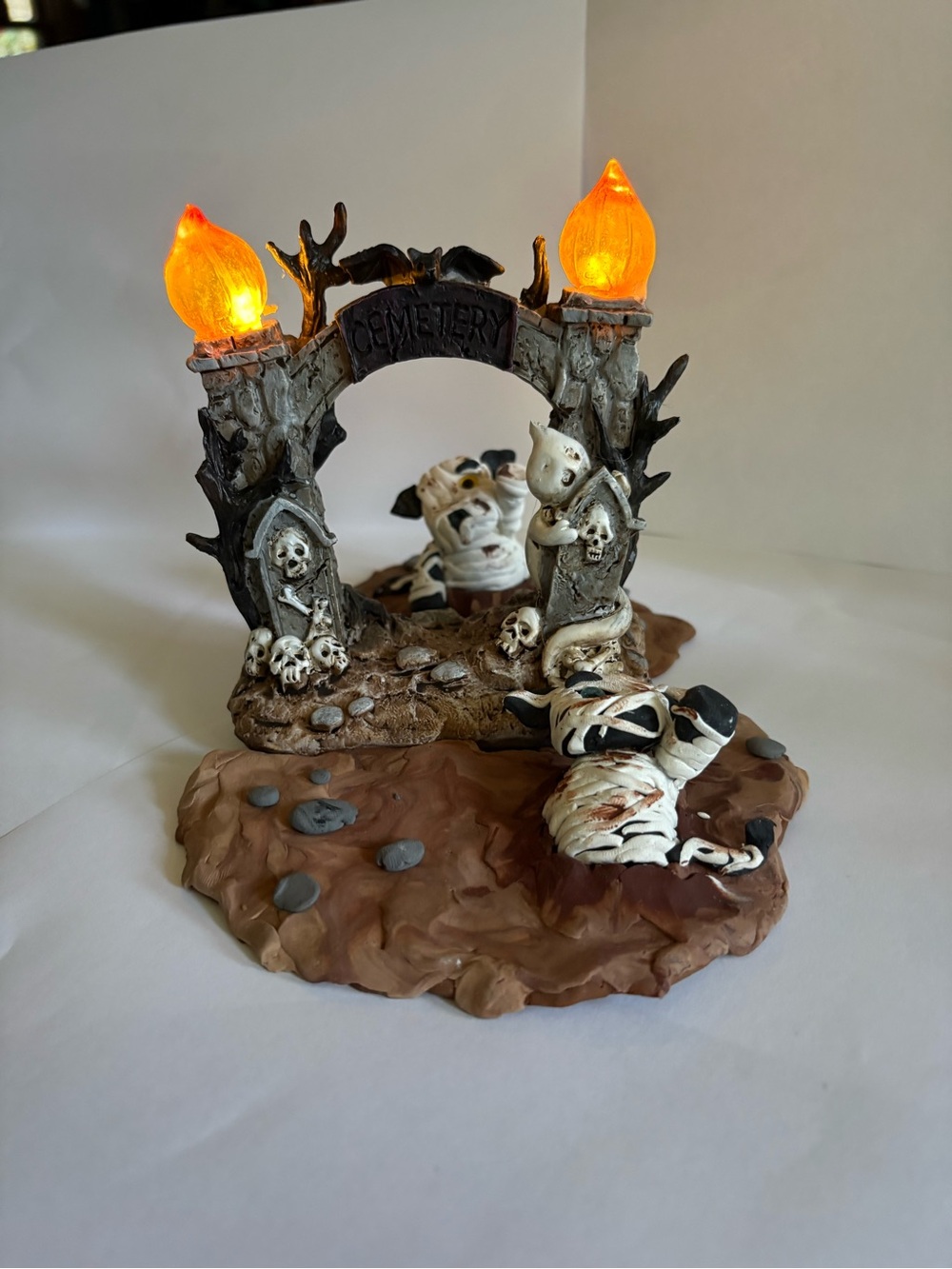 COW Mummy Cemetery Arch cow with Glowing light up Flames